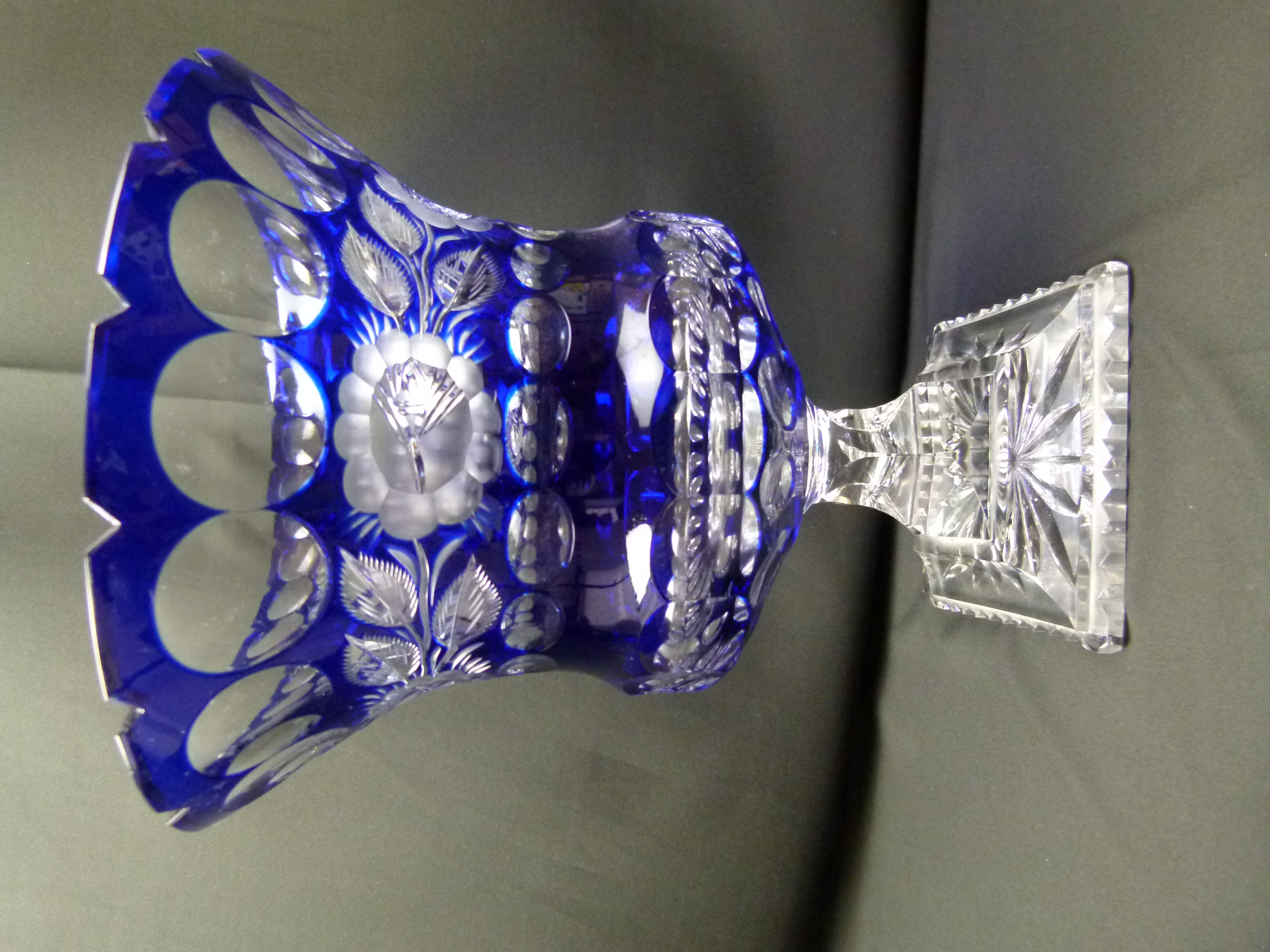 Bleikristallglas Pokal blau 28 cm Schoenborn