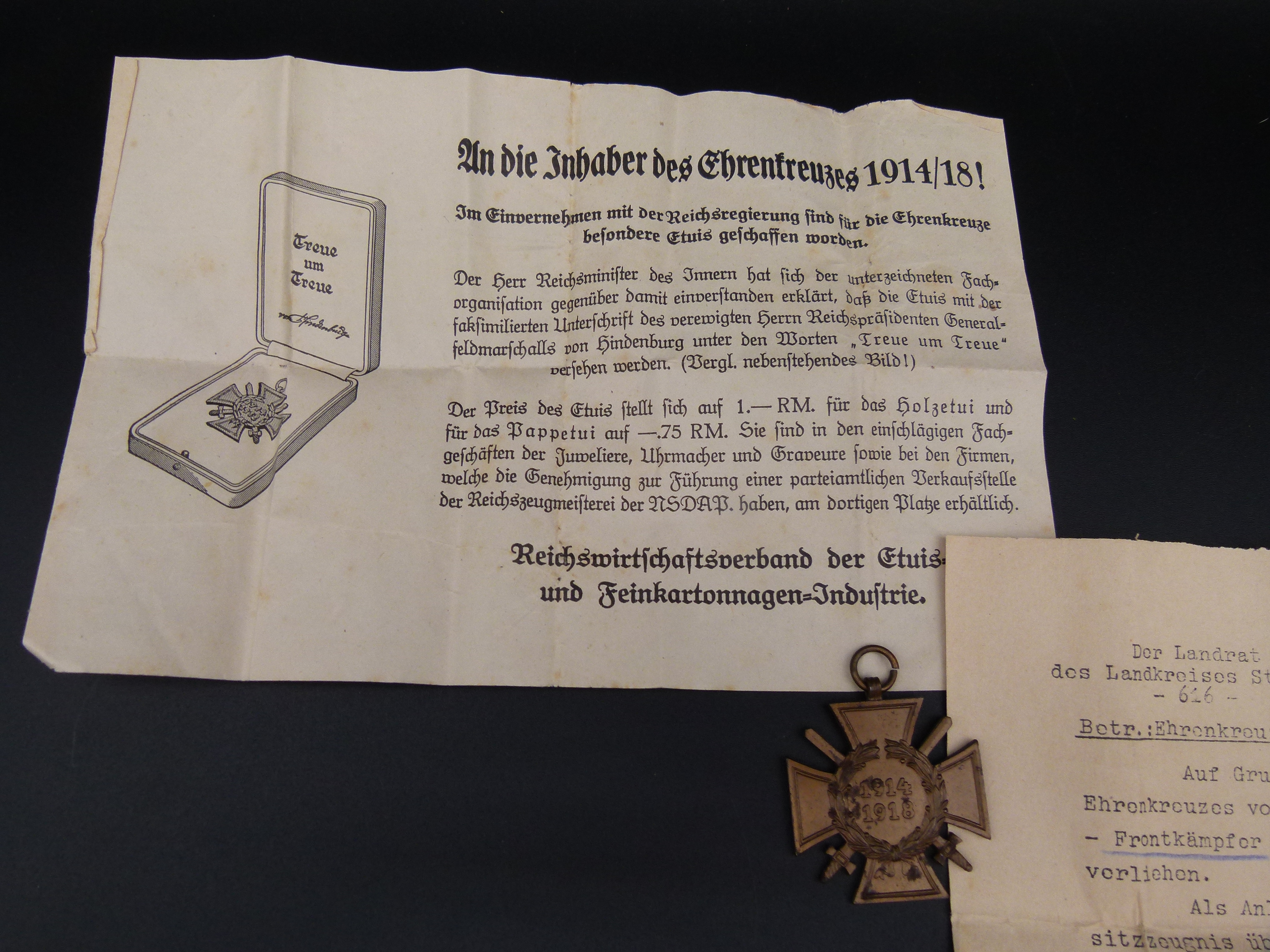 Frontkaempferkreuz Schreiben Werbezettel fuer Etui