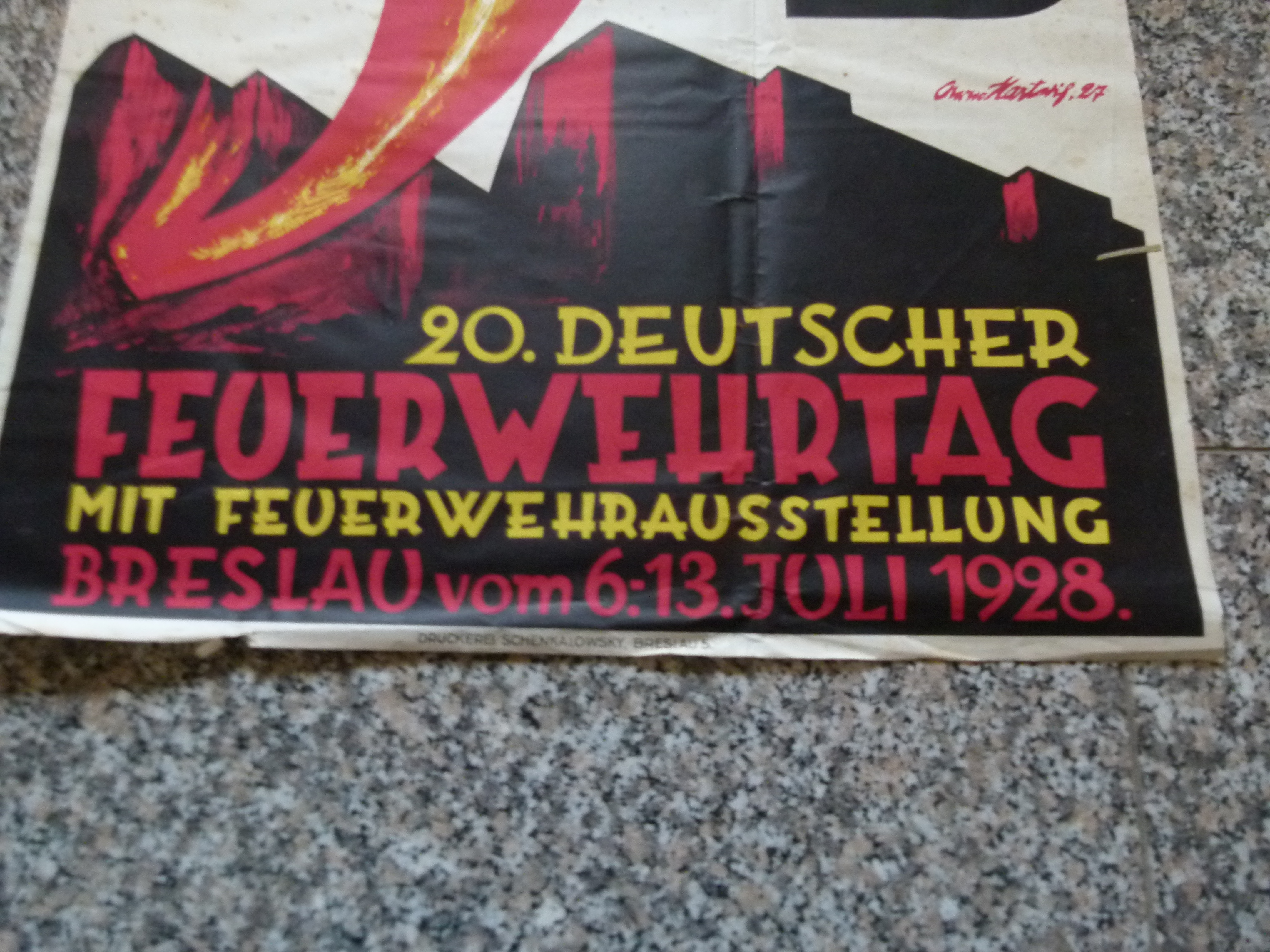 Plakat Deutscher Feuerwehrtag 1928 Breslau
