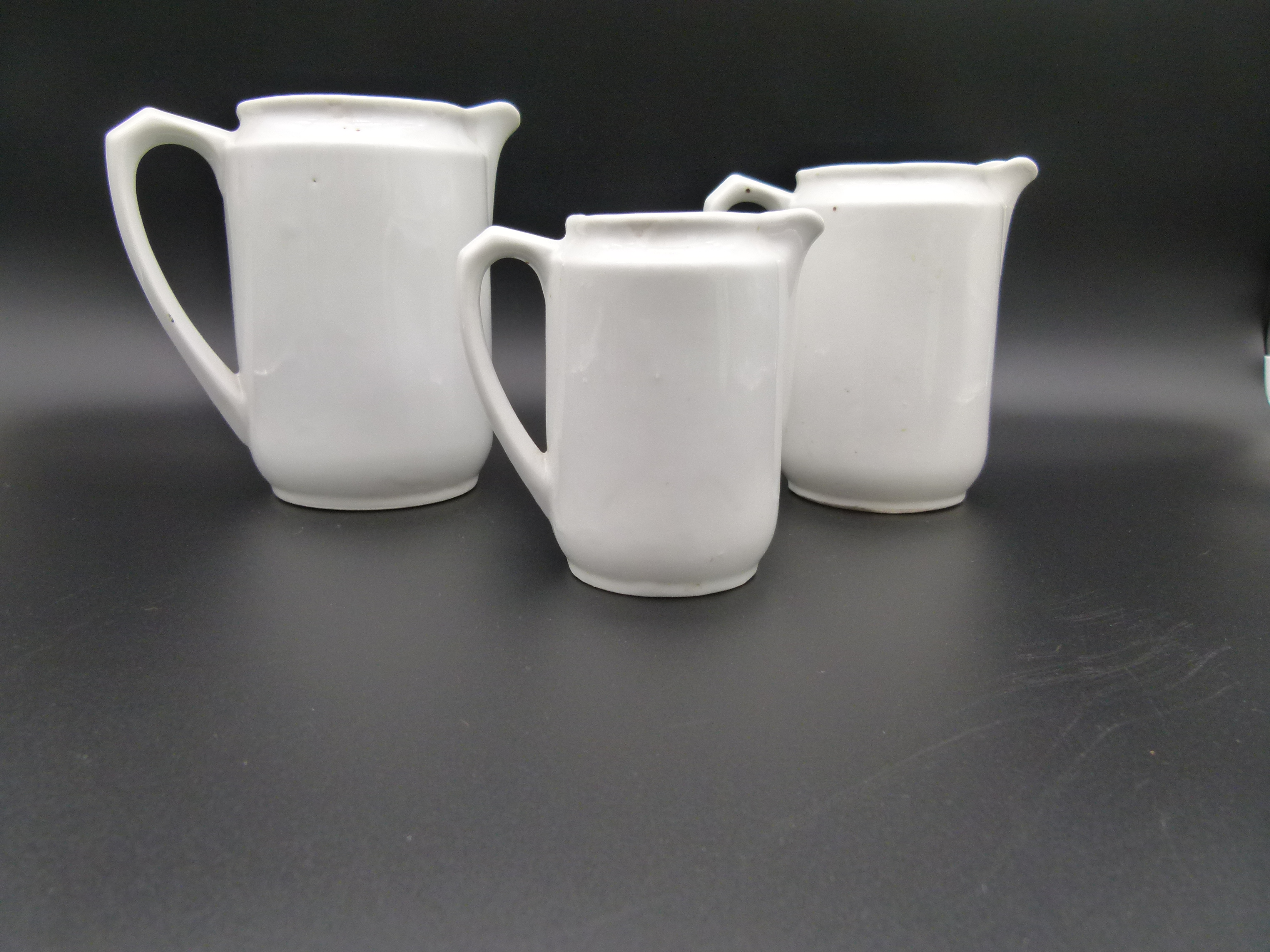 3 antike Porzellan Messbecher 1/4 1/2 1Liter