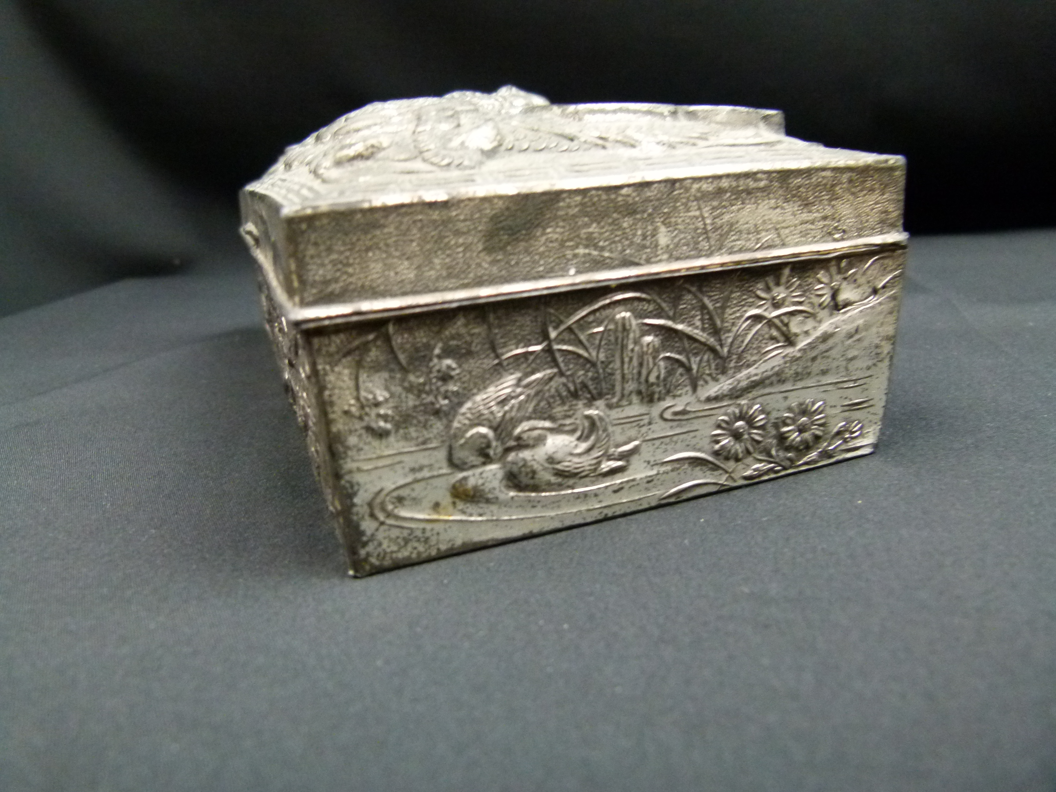 Alte japanische Tabakdose Zigarettendose versilbert