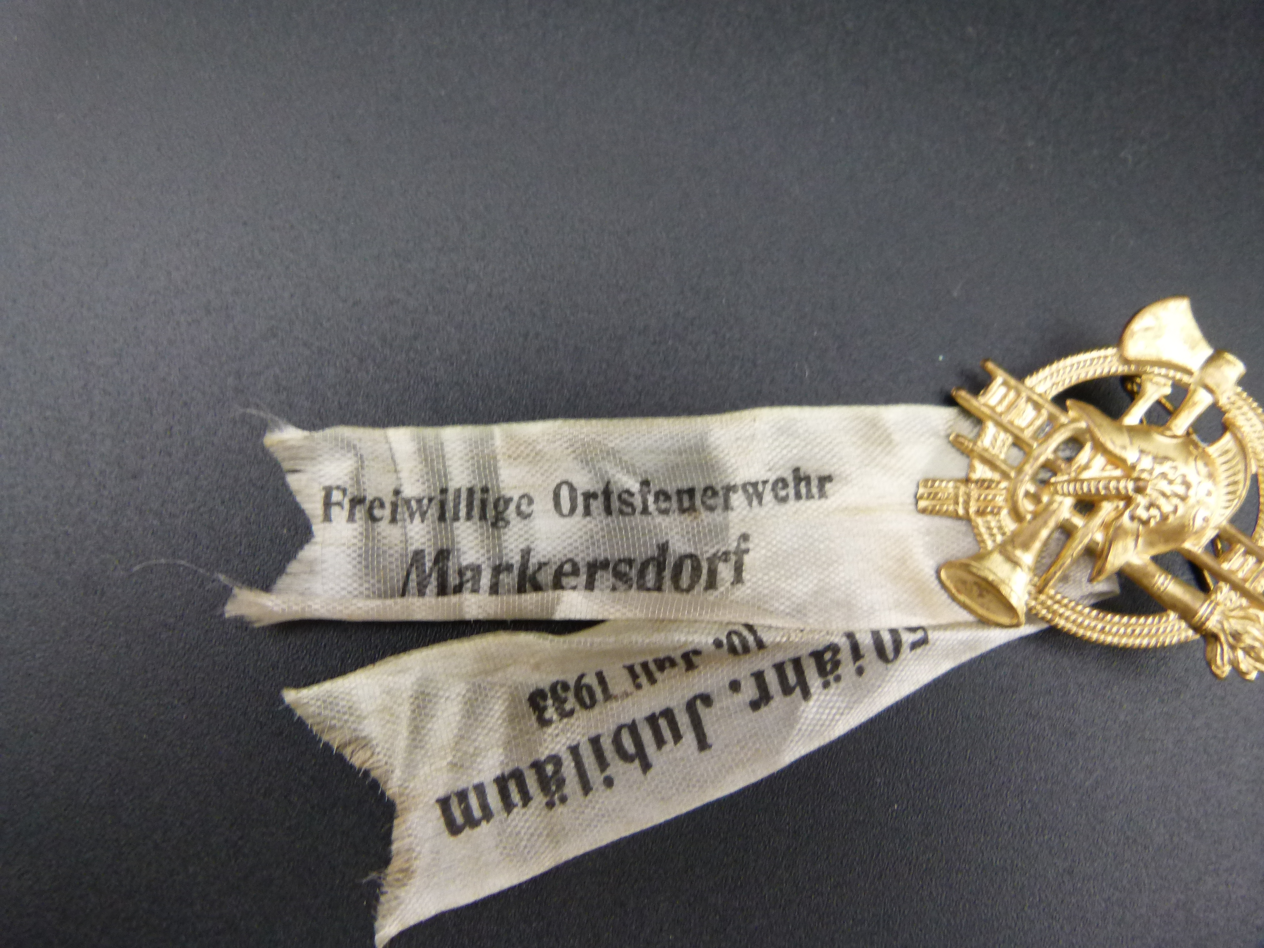 Abzeichen 50 Jahre Feuerwehr Markersdorf 1933 FFW