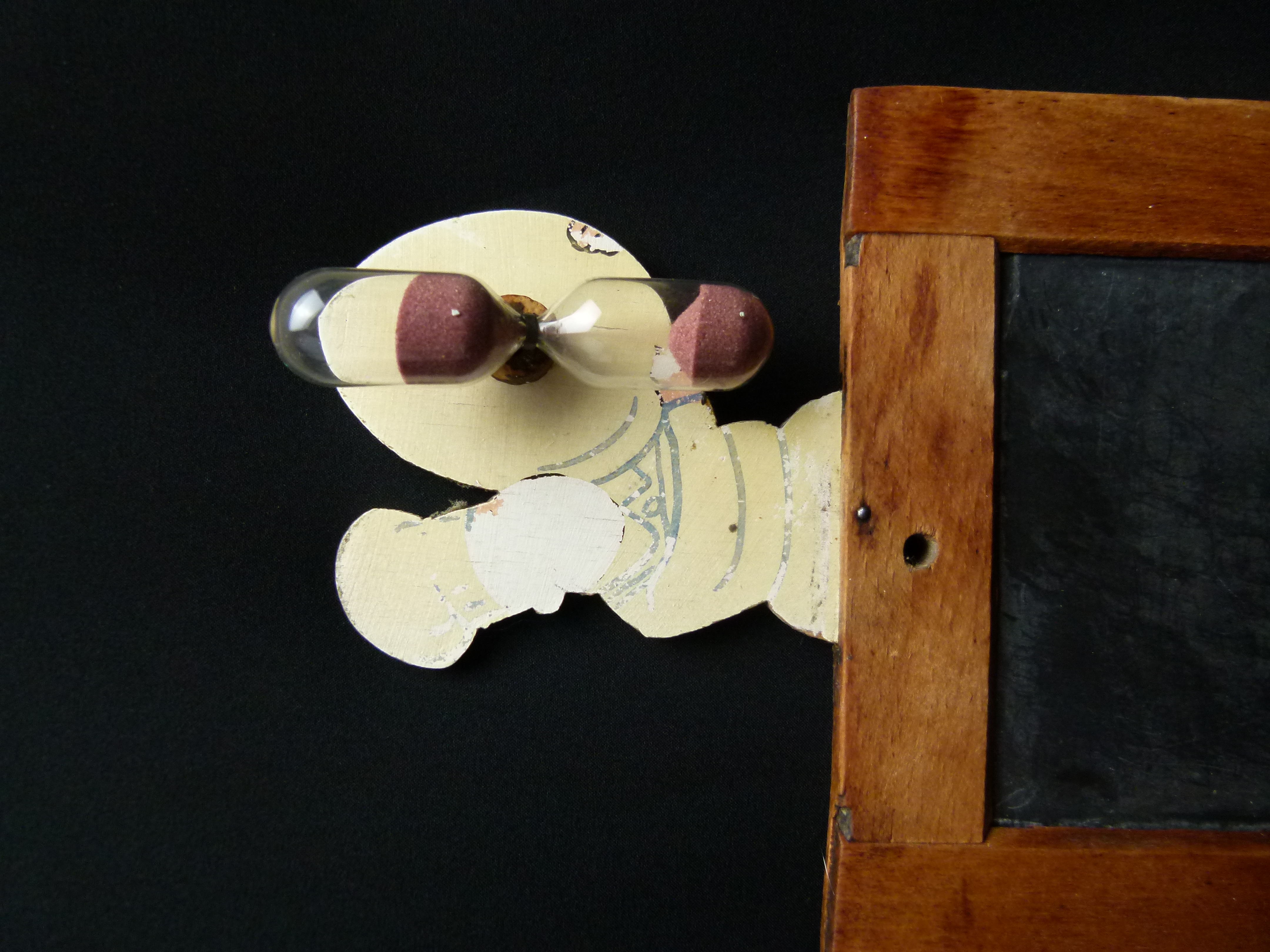 Antike Kuechen Schiefertafel Schreibtafel mit Sanduhr