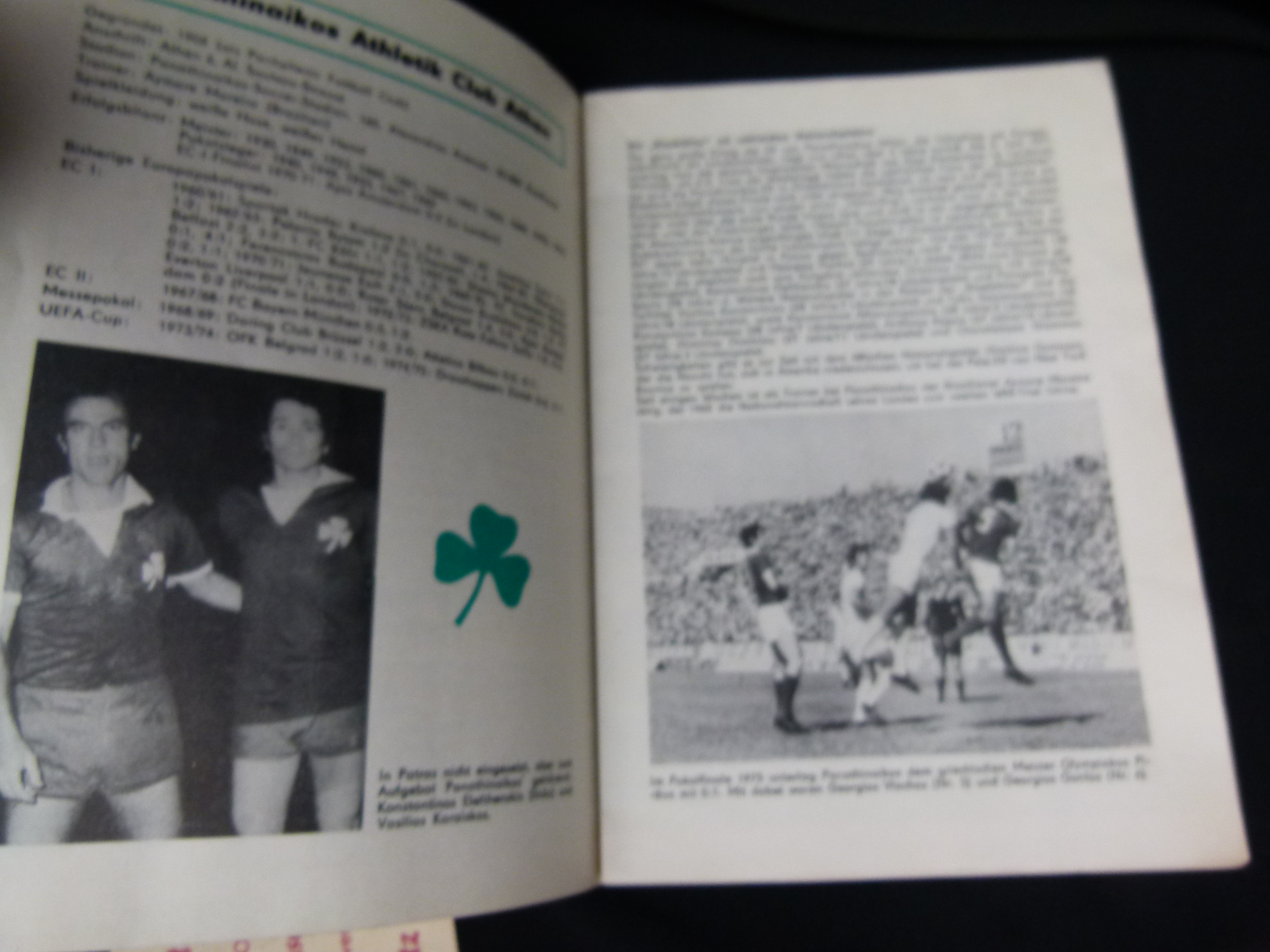 Spielheft & Karte Zwickau Athena 1975 Europapokal
