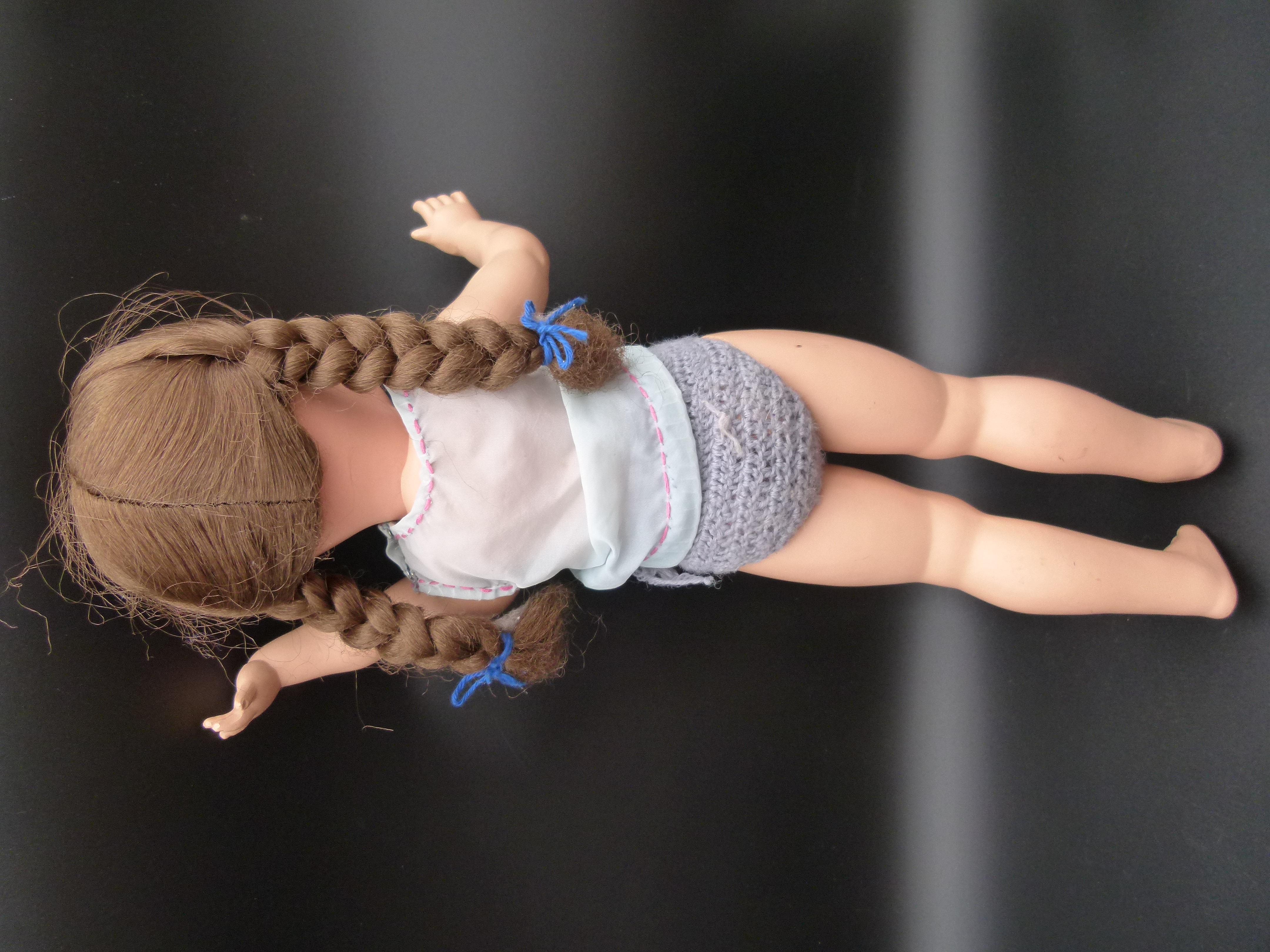 Antike Kinderpuppe mit Wackelaugen 43 cm hoch