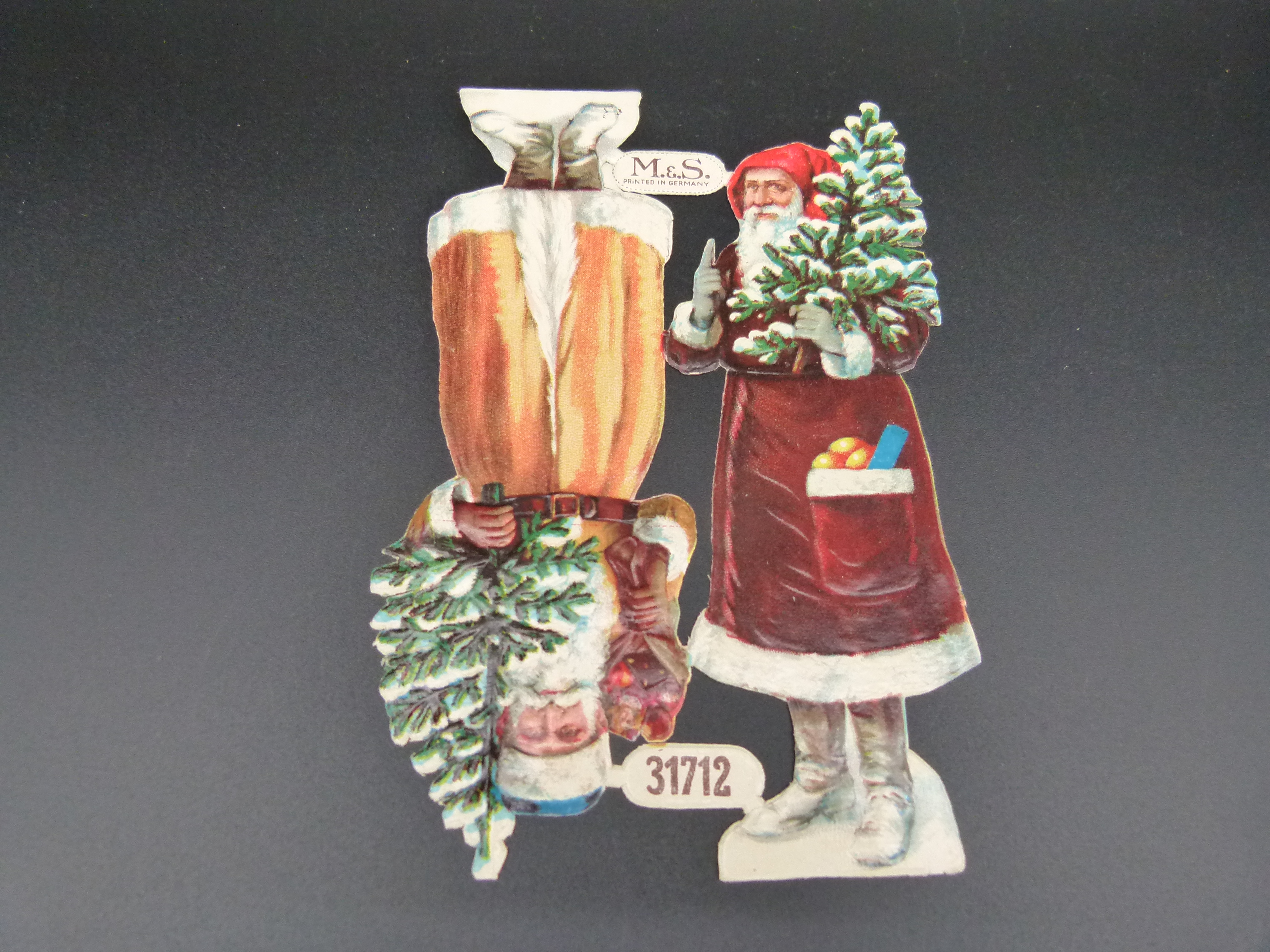 2 Antike Weihnachtsmann Oblaten aus Pappe