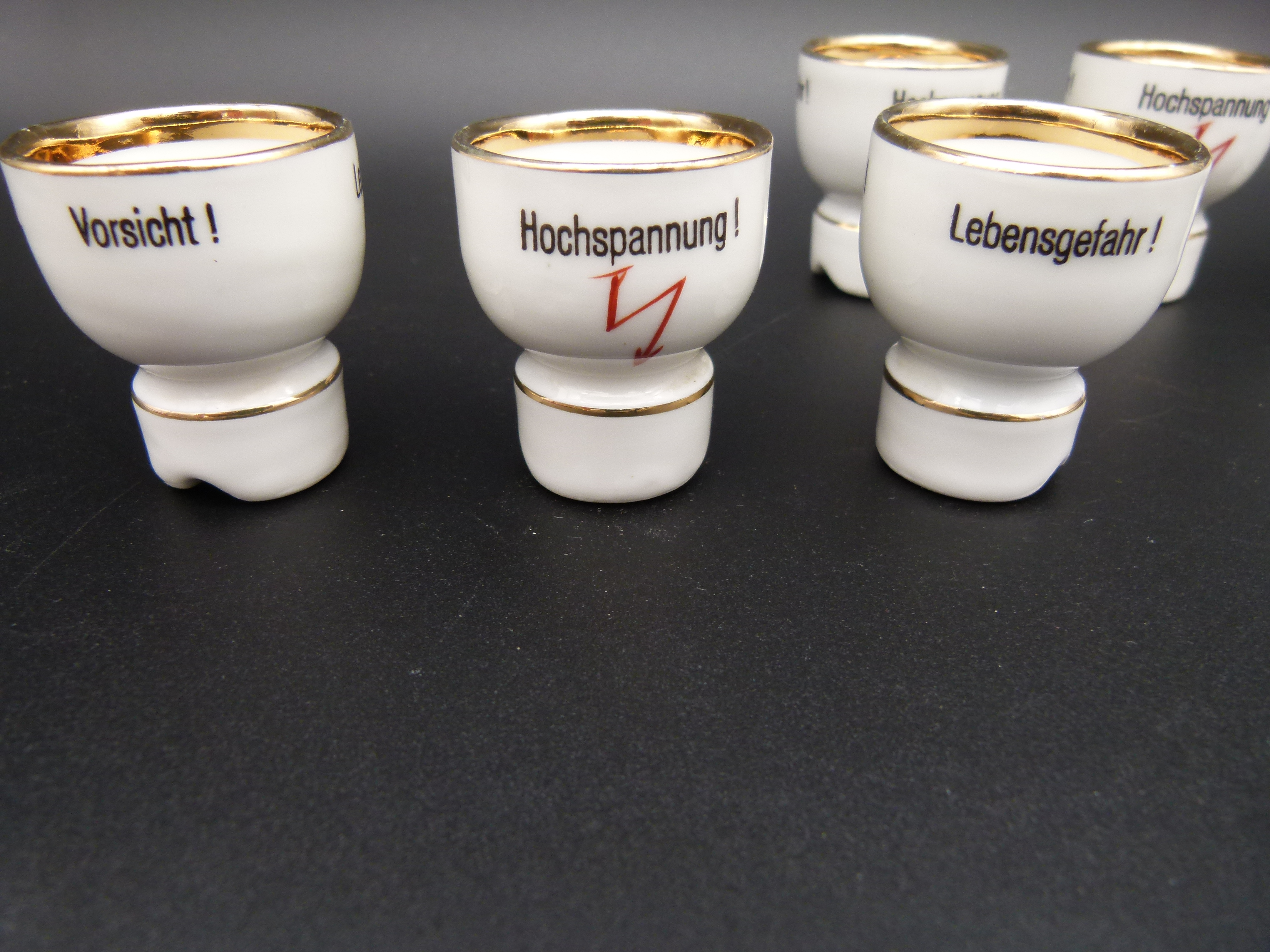 6 Schnapsbecher Isolatoren Vorsicht Hochspannung