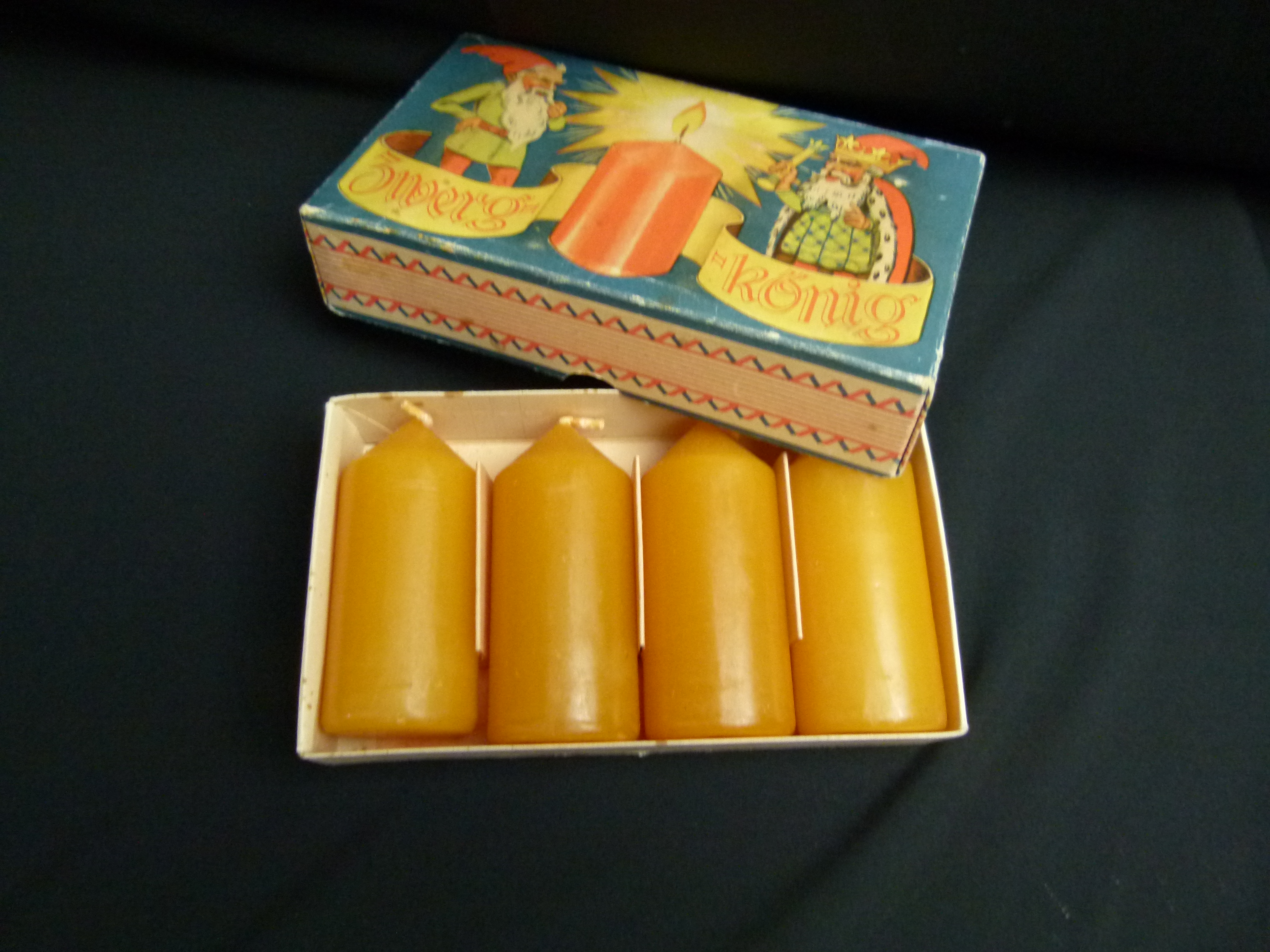 4 Rauchtischkerzen in OVP Zwergkoenig