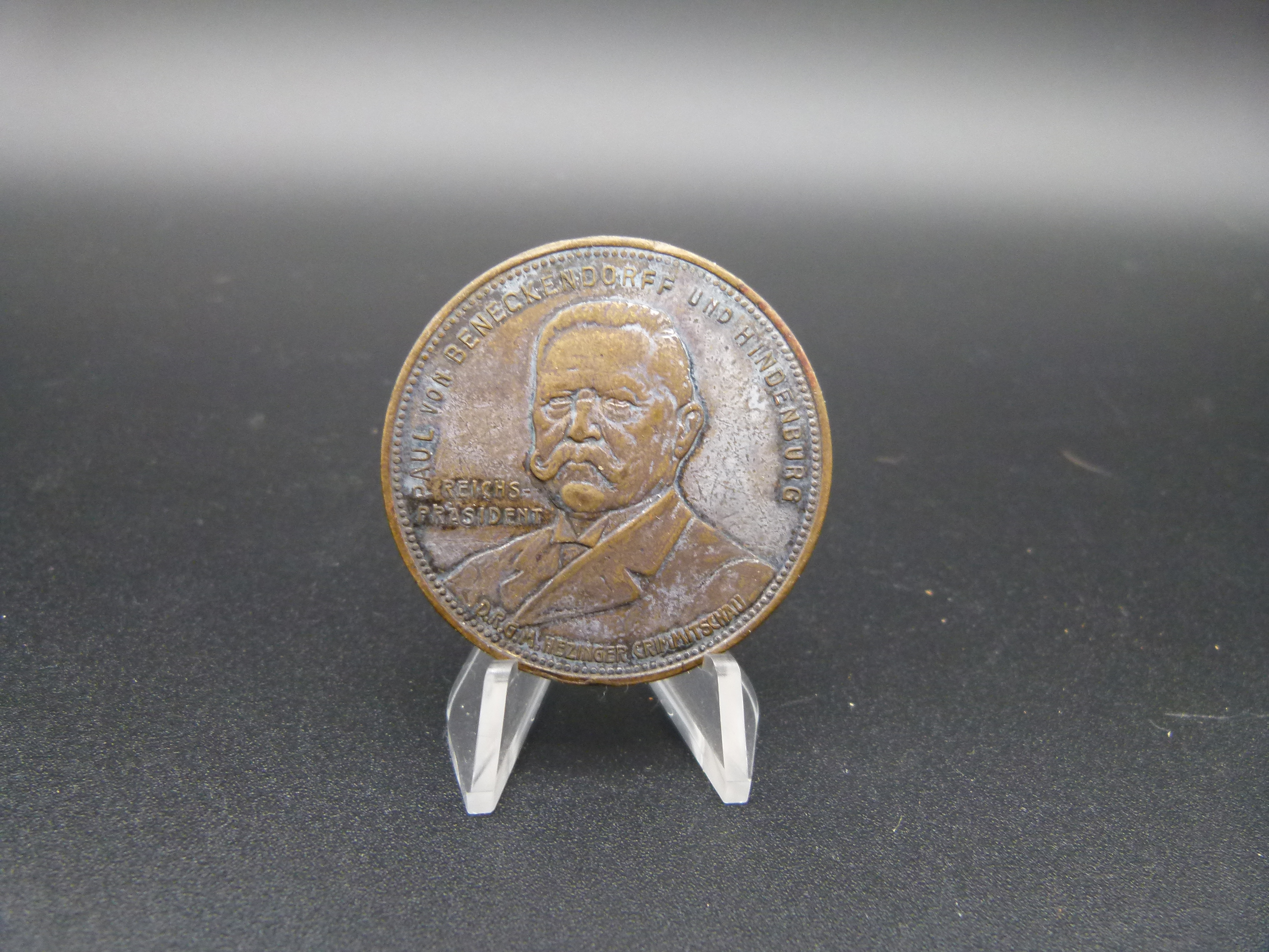 Medaille Hindenburg Crimmitschau Wertmarke Ofen