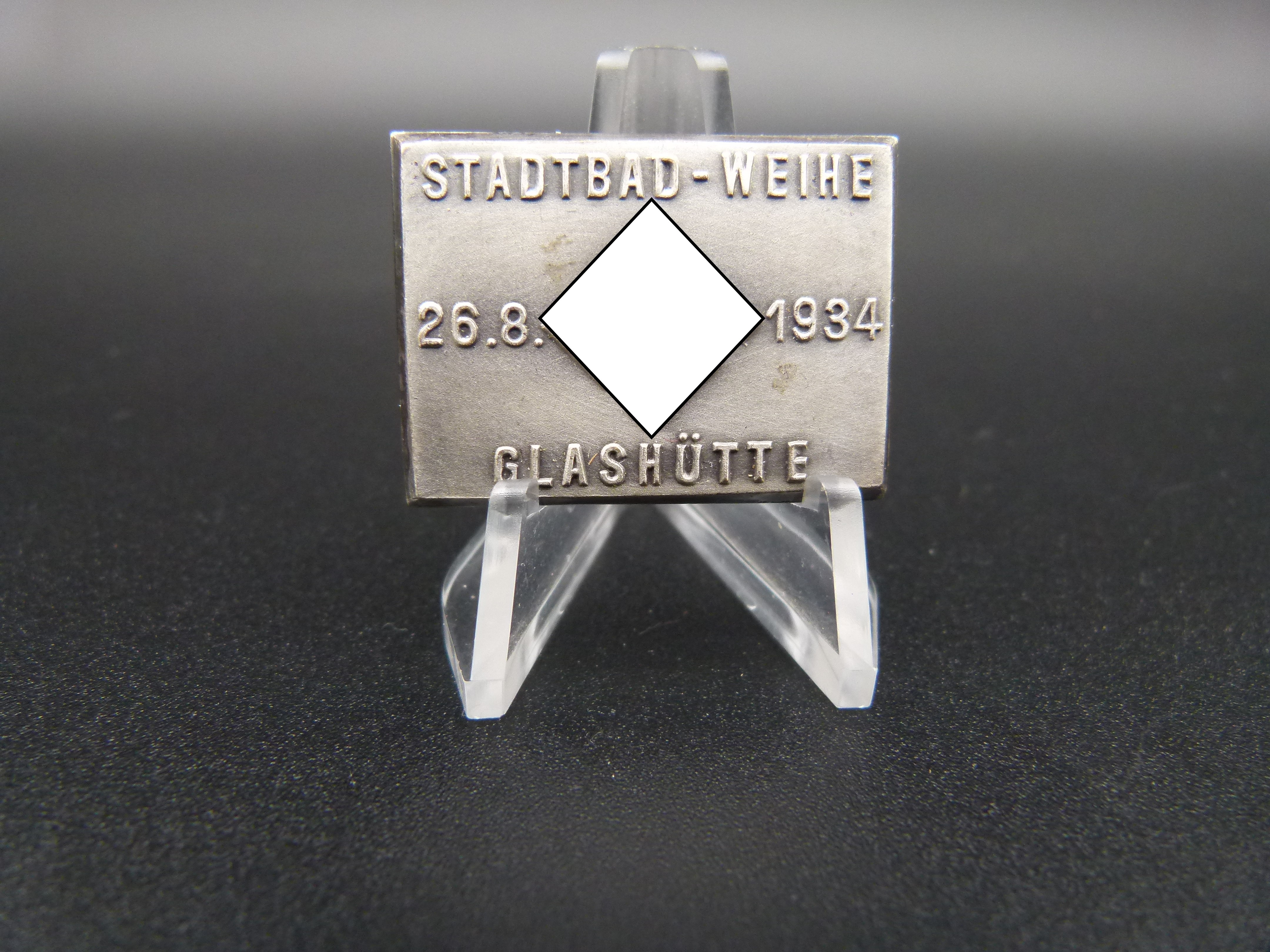 Abzeichen Stadtbadweihe Glashuette 1934 Sachsen