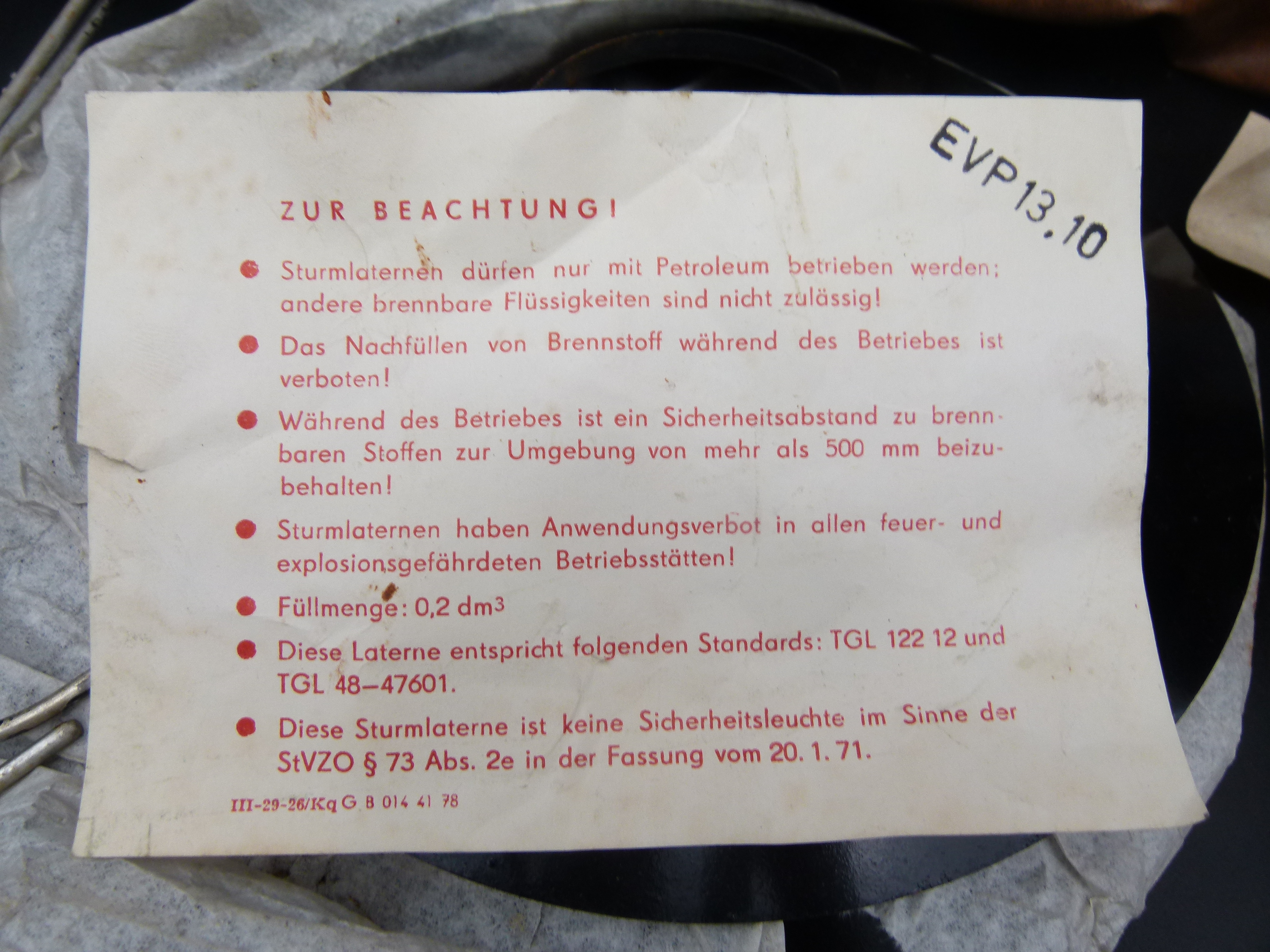 BAT 158 Petroleumlampe Tragetasche und Zubehoer