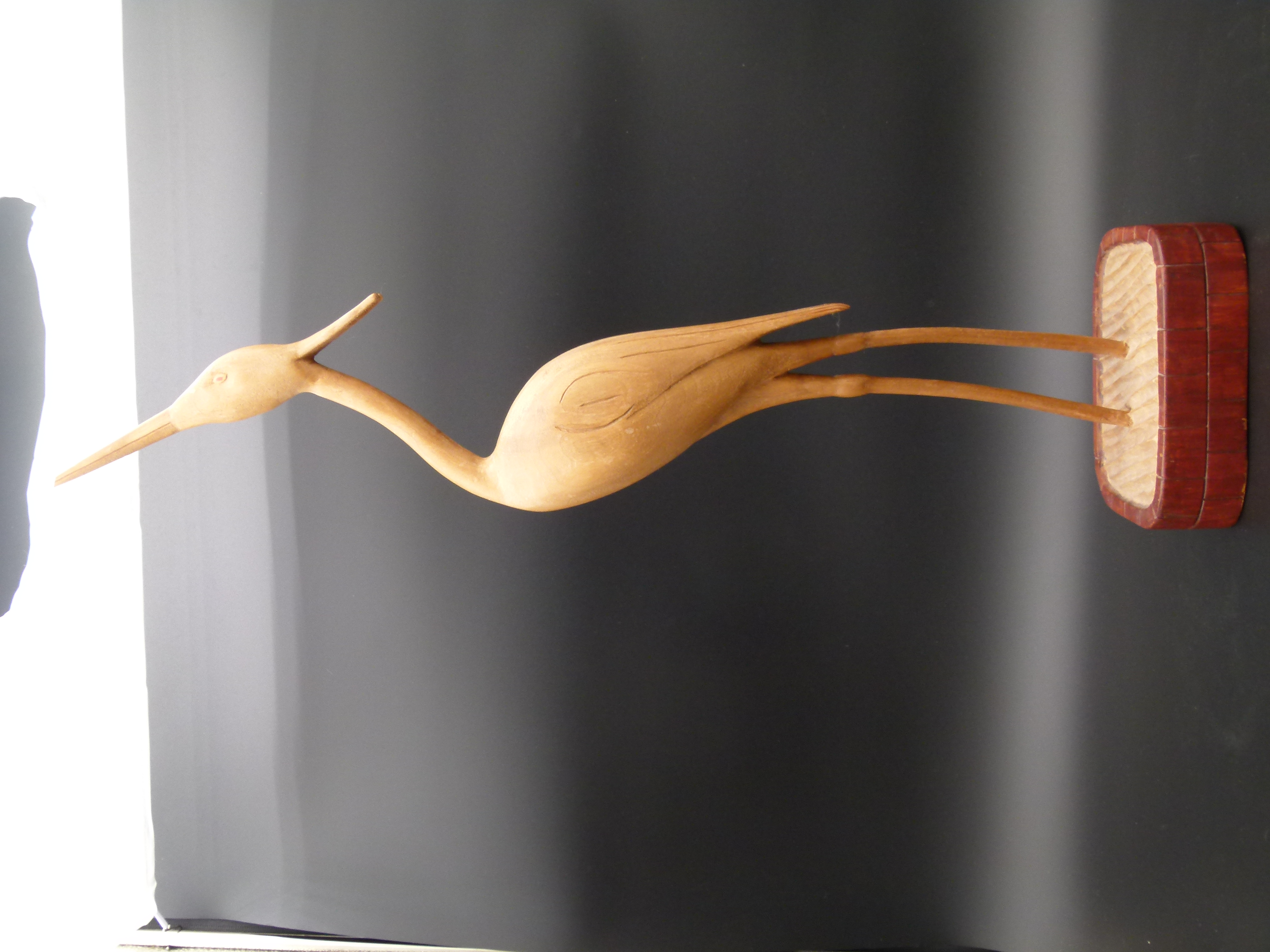 Holz Kranich Mid Century 64 cm Unikat 