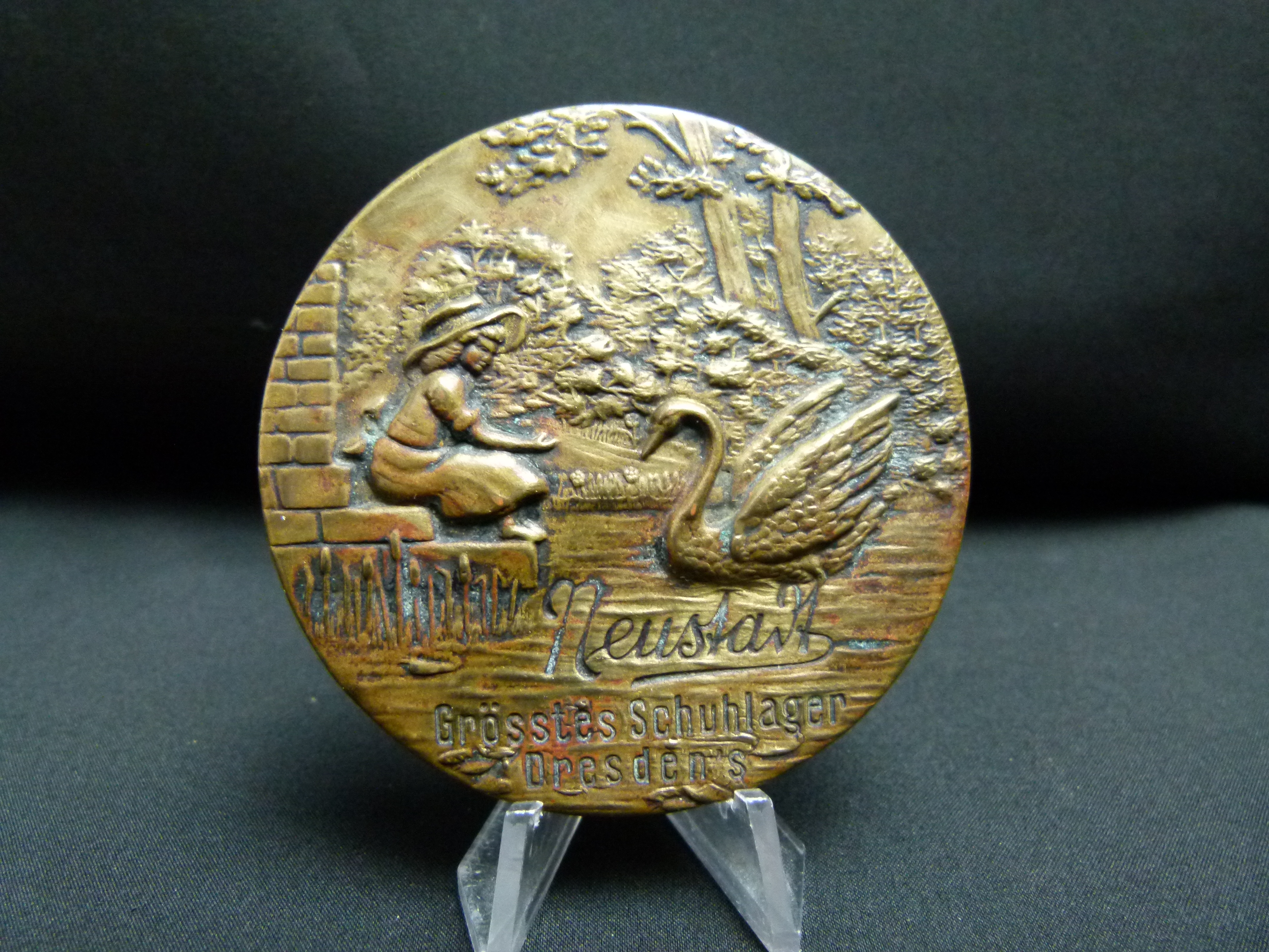 Antiker Werbespiegel Neustadt Schuhlager Dresdens