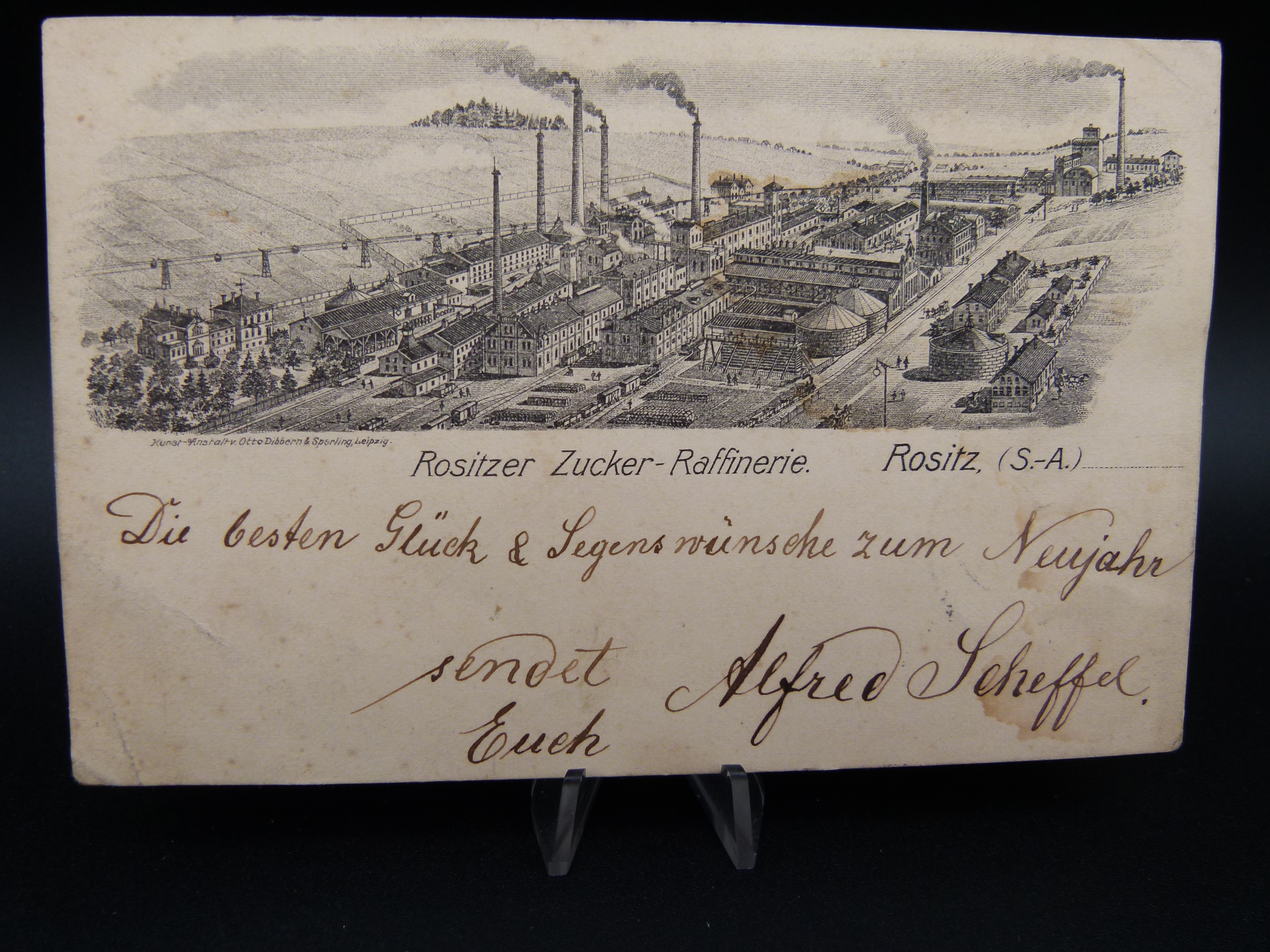 Ansichtskarte Zucker Raffinerie Rositz S.A. selten