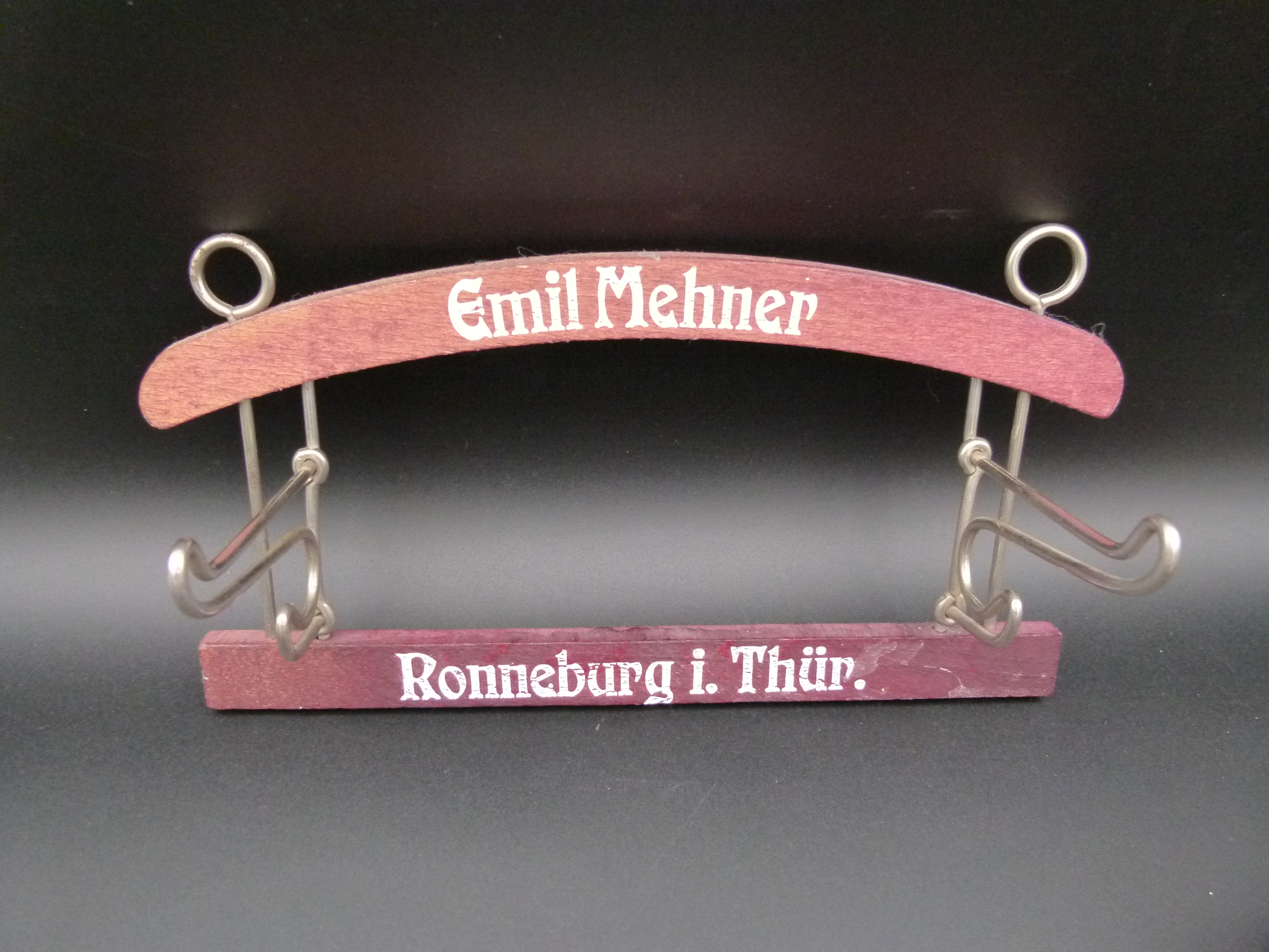 Antiker Werbe Kleiderhaken Emil Mehner Ronneburg