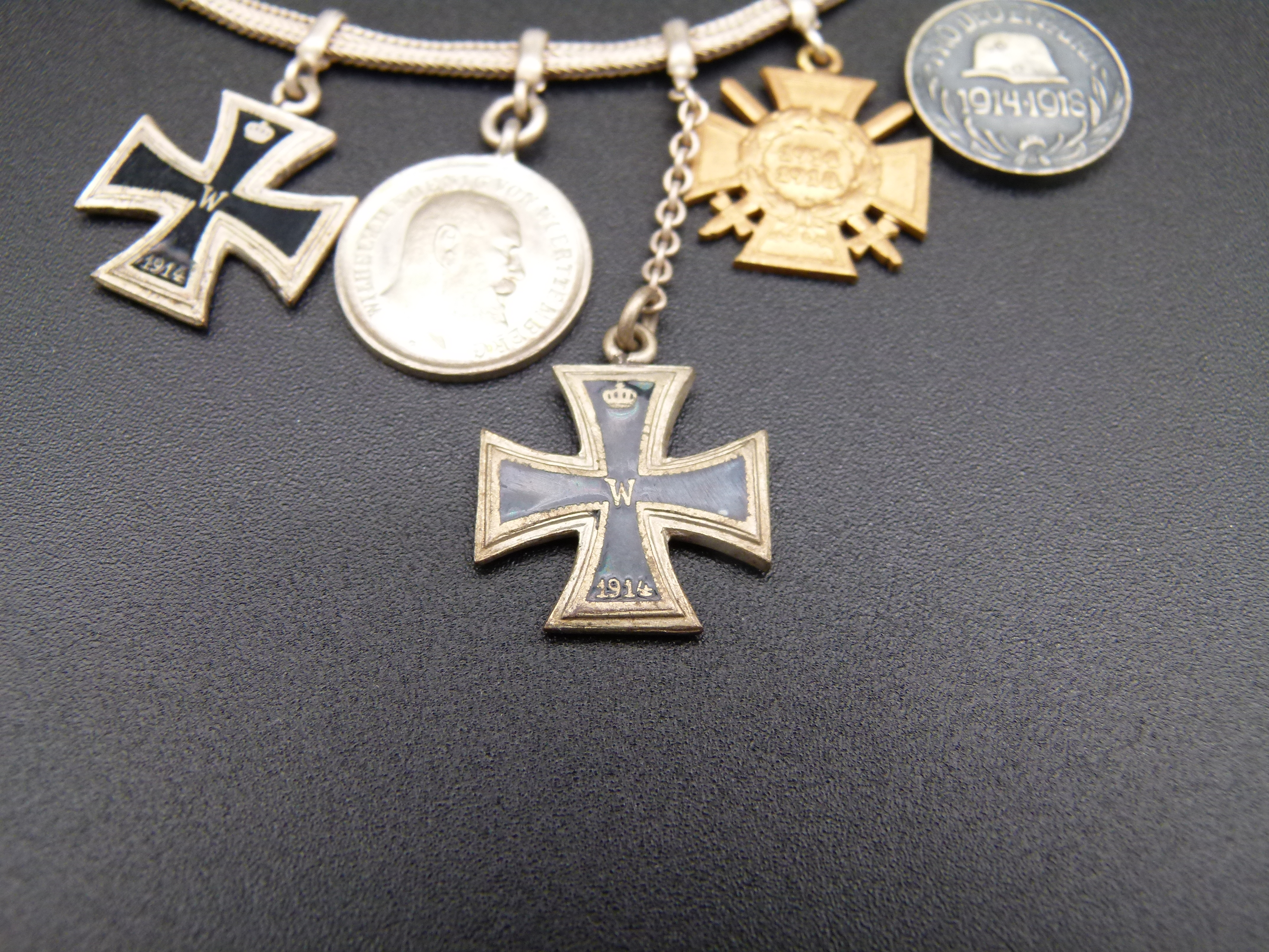 5er Miniatur Ordenskette EK2 EK1 FEK Wuerttemberg