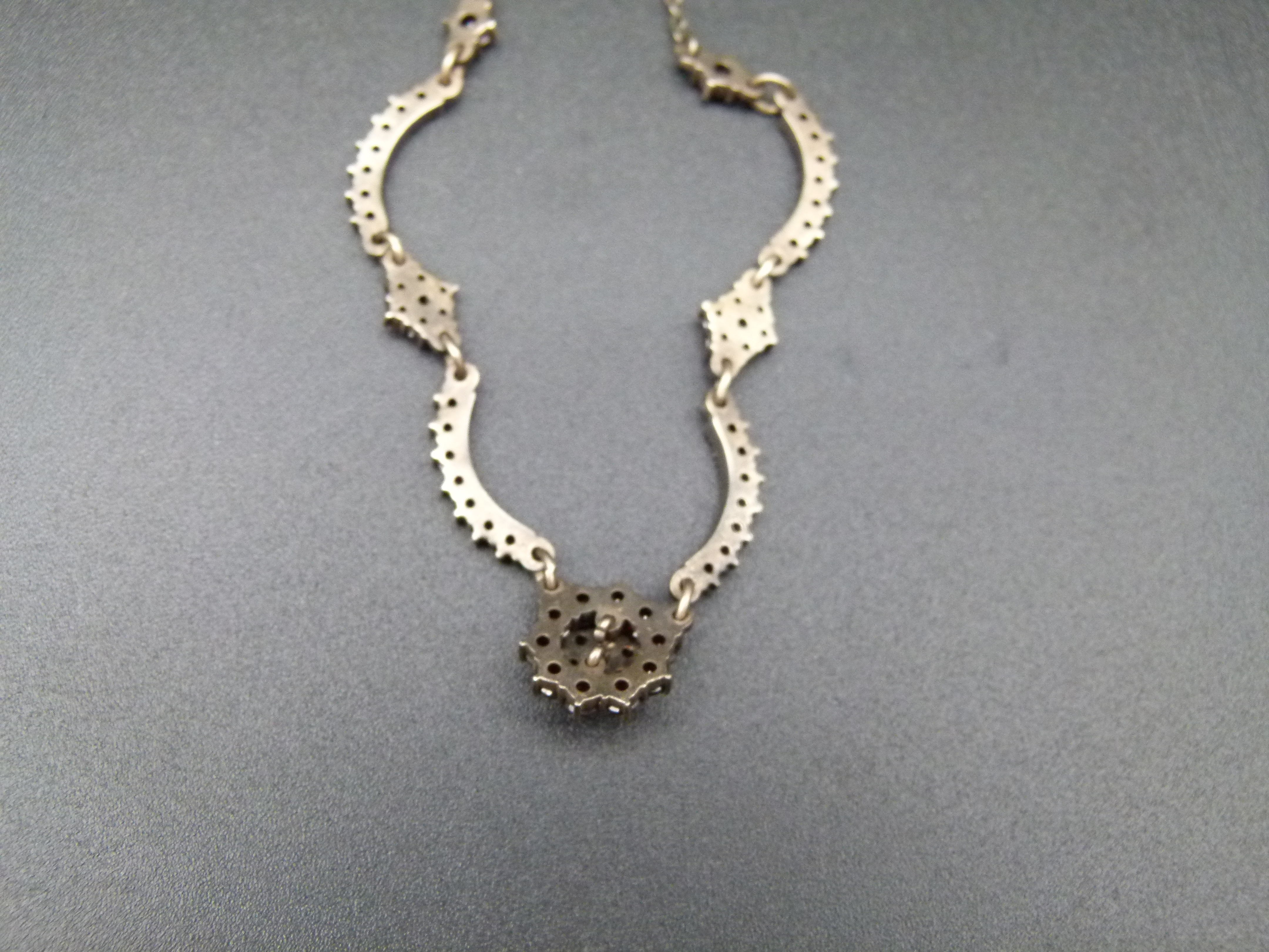 Jugendstil Collier Granate Hasenkopf G2 Punze