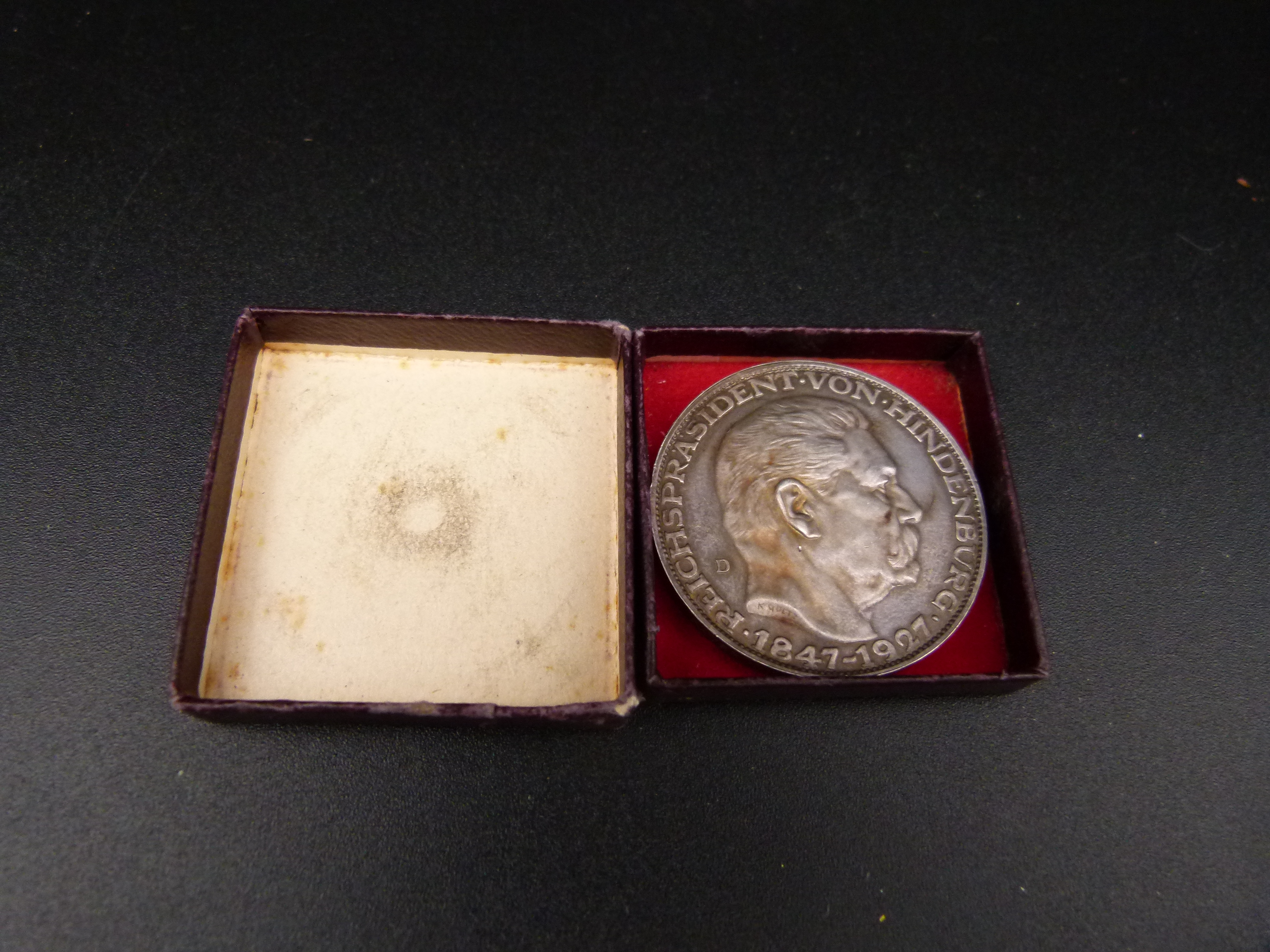 Große Silbermuenze Hindenburg 1847 1921im Etui