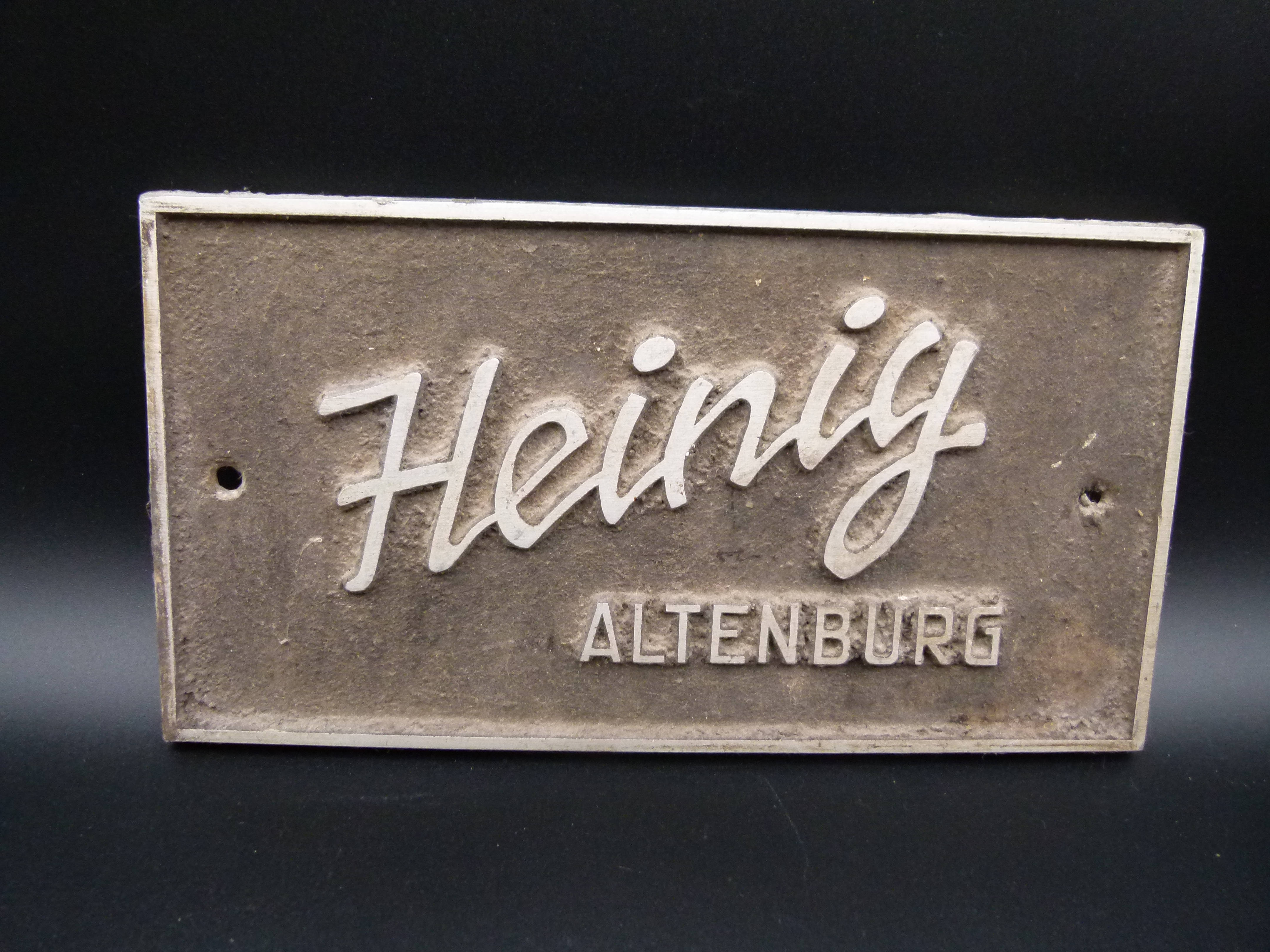 Antikes Werbeschild Heinig Altenburg Ofenbauer 