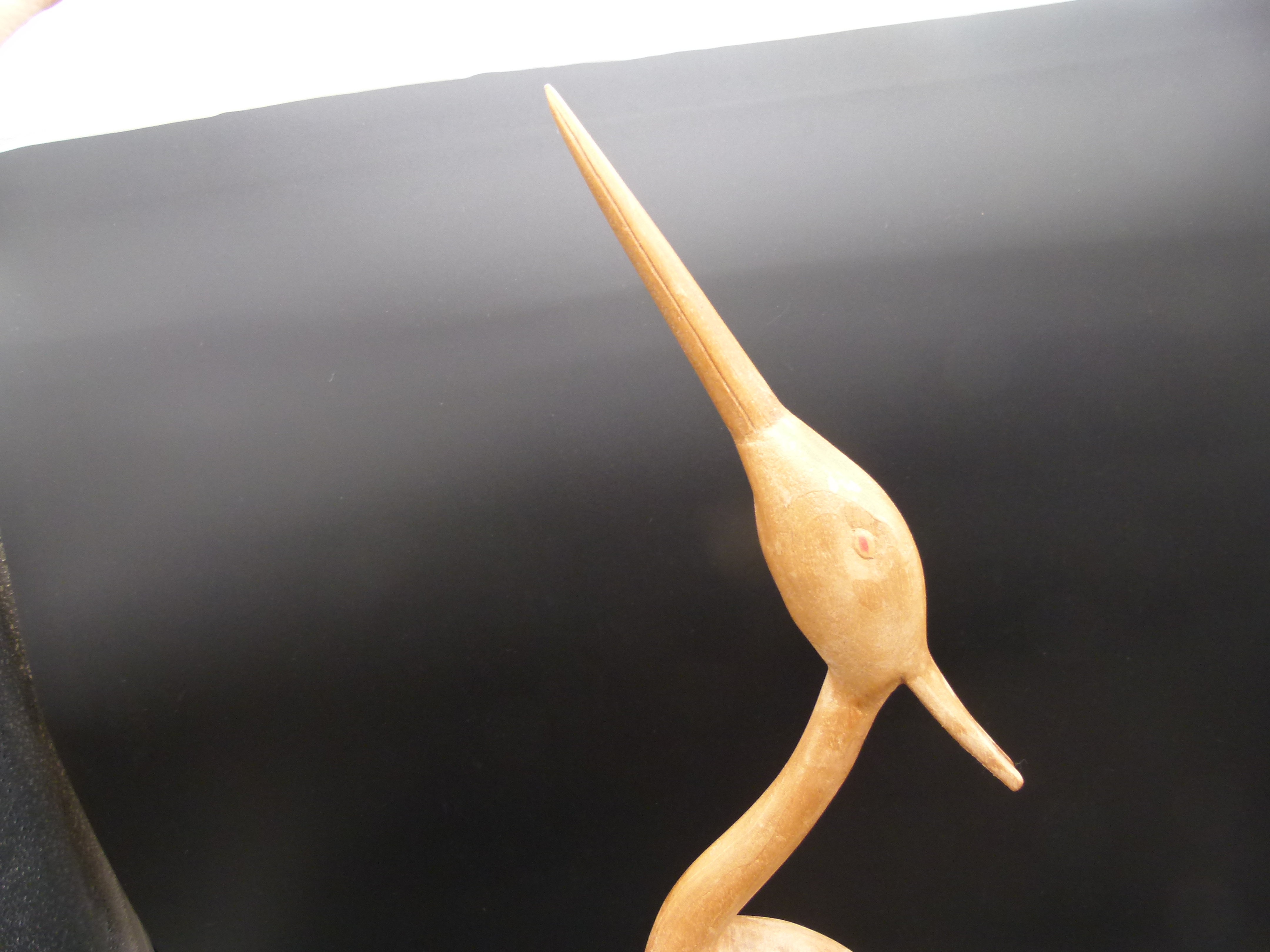 Holz Kranich Mid Century 64 cm Unikat 