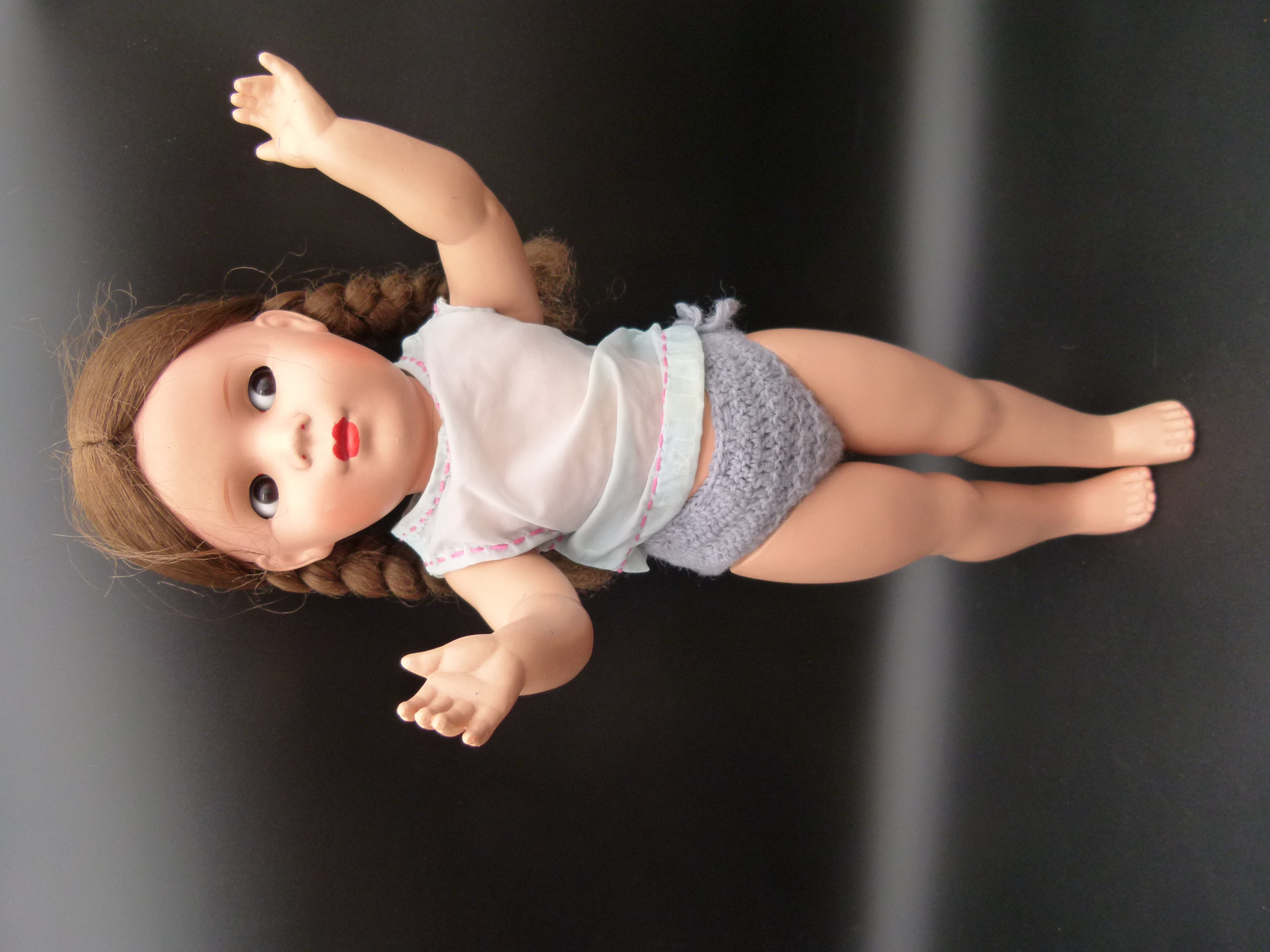 Antike Kinderpuppe mit Wackelaugen 43 cm hoch