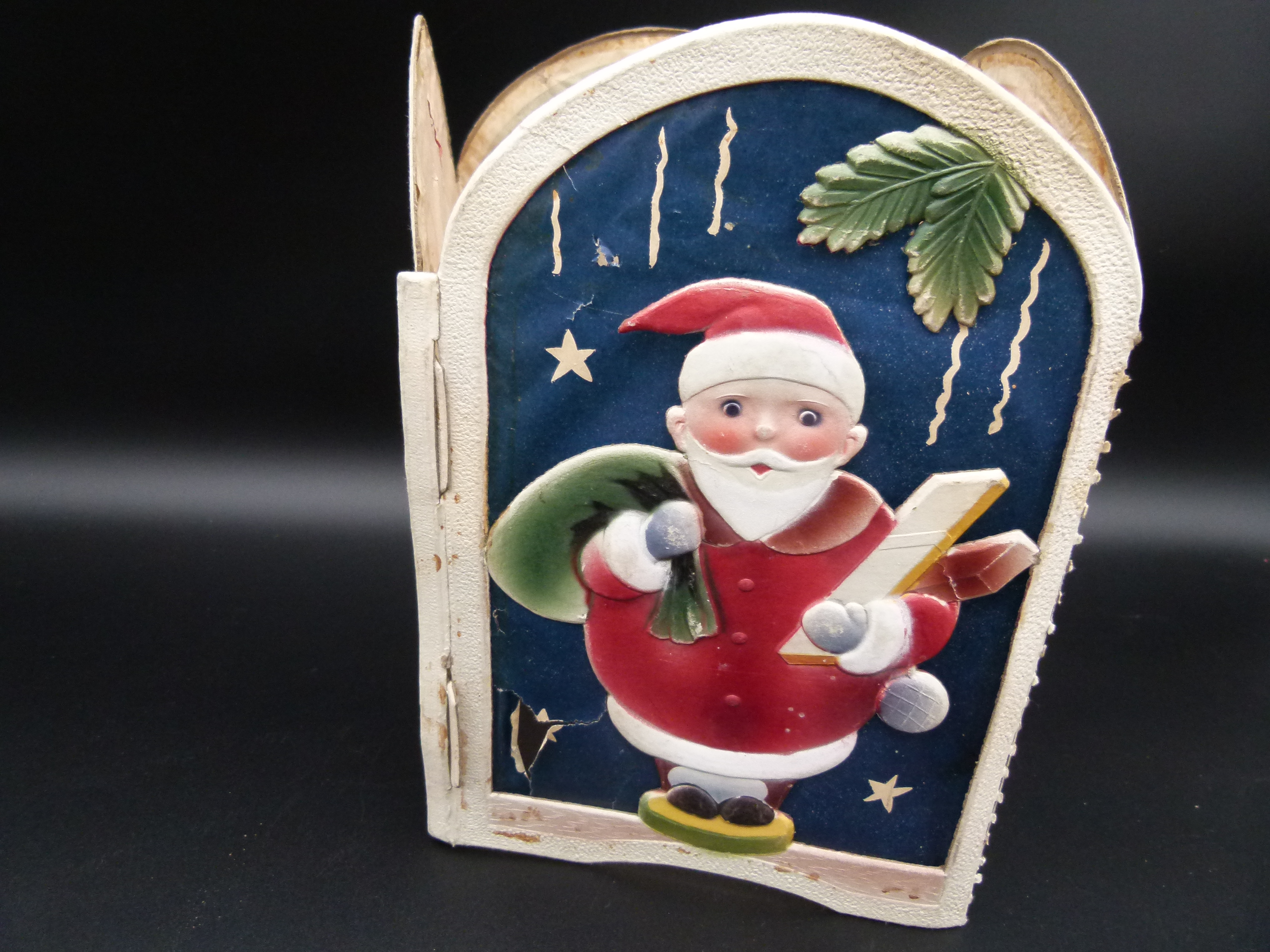 Antike Weihnachtlaterne aus Dresdner Pappe