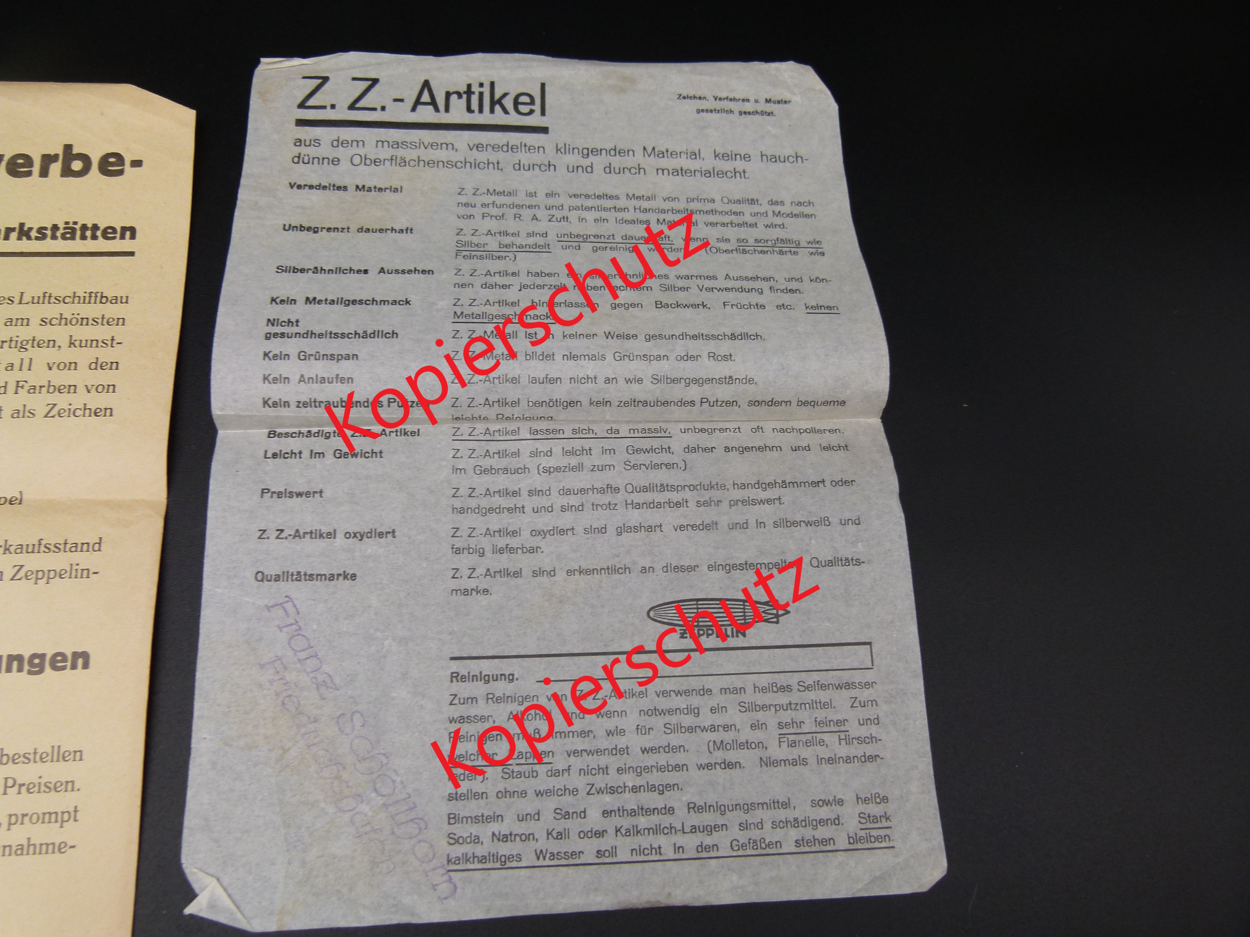  Konvolut Zeppelin Kunstgewerbe aus Zeppelinmetall 