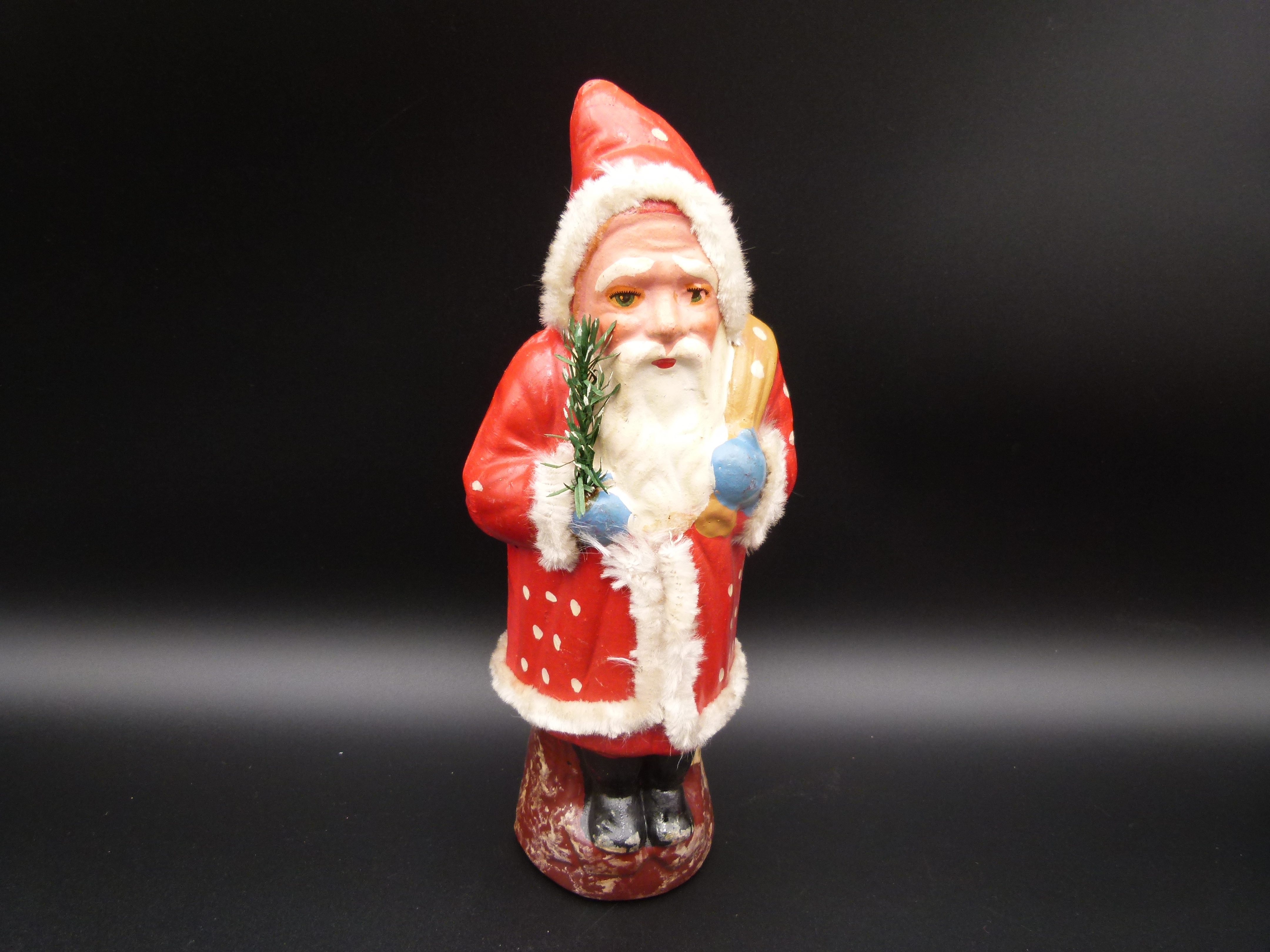 Antiker Weihnachtsmann aus Pappmache um 1920